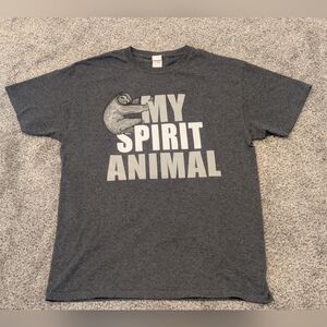 My Spirit Animal Sloth Short Sleeve T-shirt Shirt Size Medium Gray Funny Humor